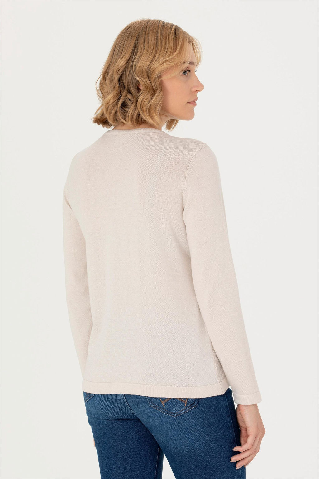 U. S. Polo Assn Женский кремовый базовый трикотажный кардиган - U.s. polo assn фото 12