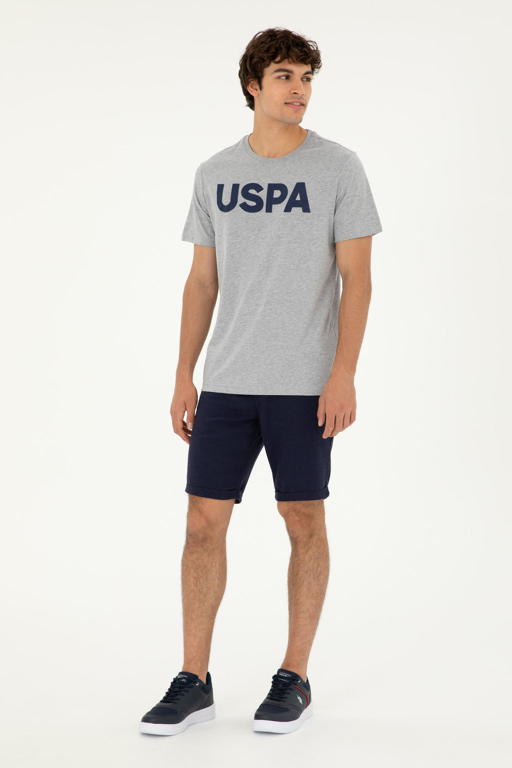 Erkek Regular Fit Bisiklet Yaka Gri Melanj Basic Ti__rt