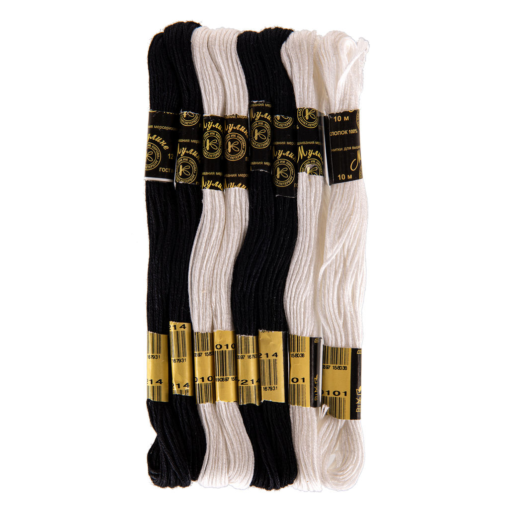 Нитки для вышивания ПНК им. Кирова мулине Рояль 100% мерсеризованный хлопок 8 x 10 м Ассорти