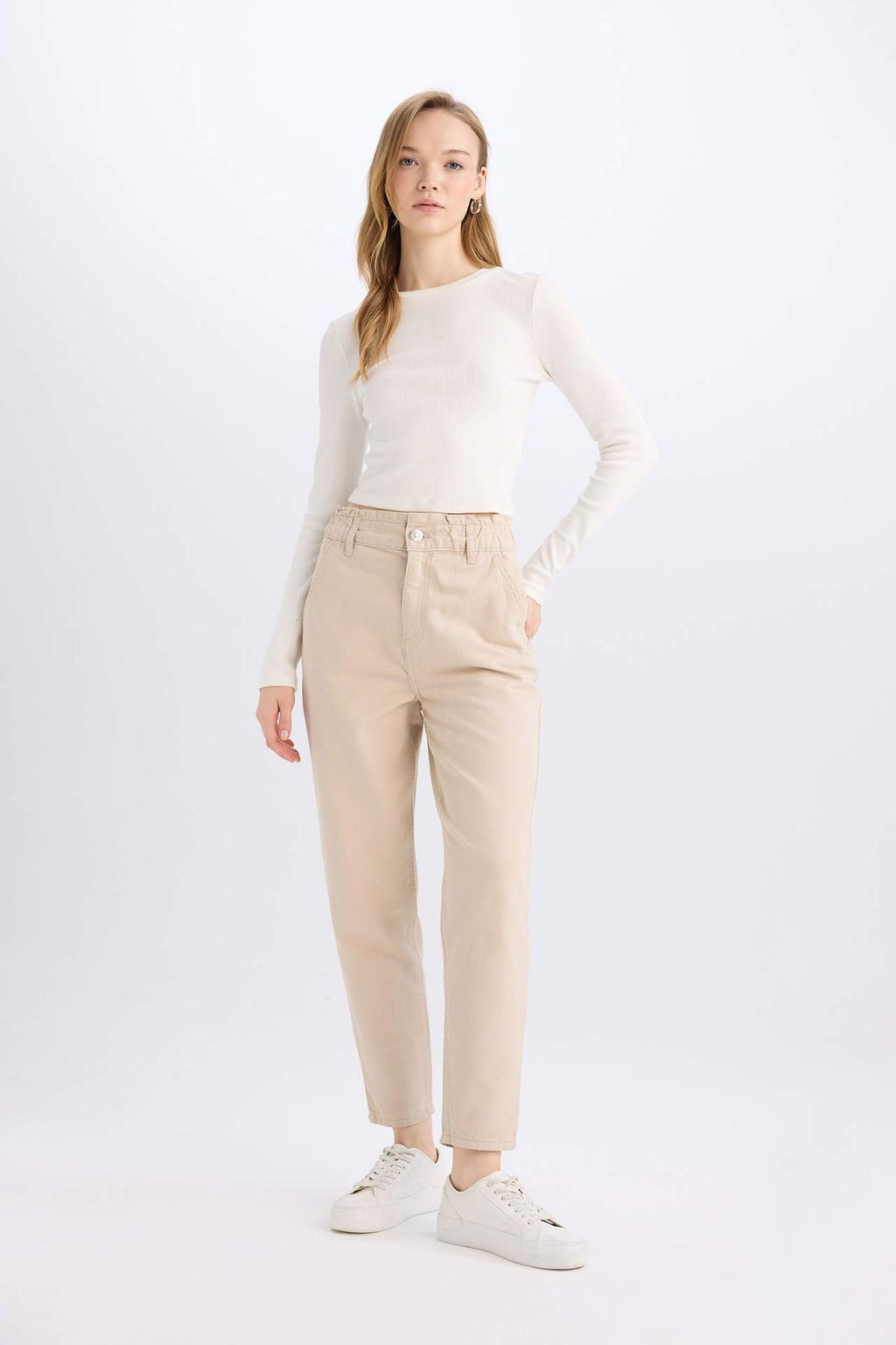 Paperbag Gabardin Kumas Pantolon Cepli Standart Paca - Defacto фото 4