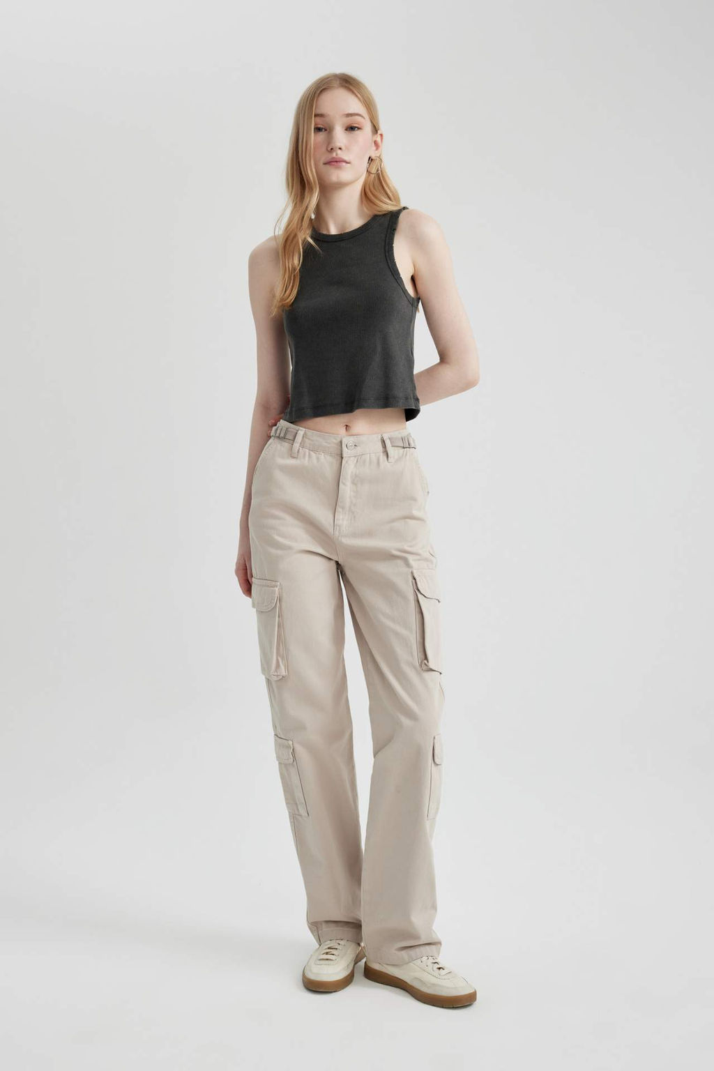 Coool Straight Fit Gabardin Pantolon Kargo Cepli - Defacto фото 2