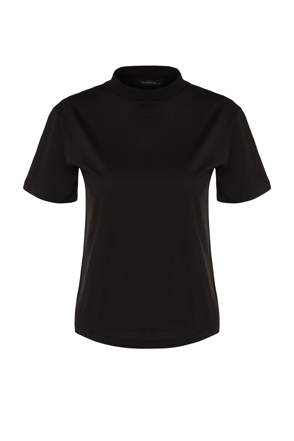 Beyaz-Siyah 2li Paket %100 Pamuk Basic Dik Yaka Orme T-Shirt TWOSS20TS1500