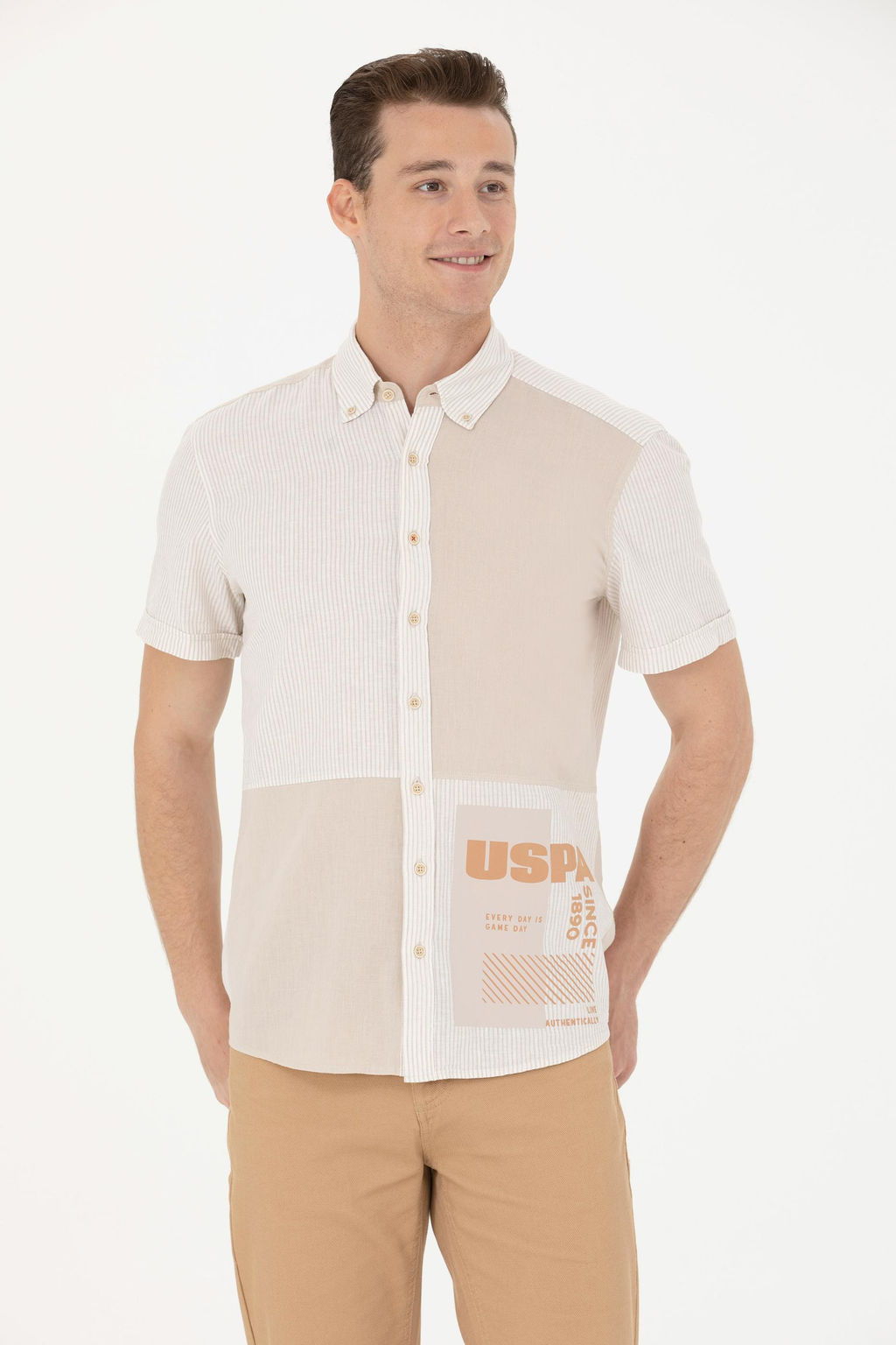 U. S. Polo Assn Мужская рубашка с коротким рукавом Stone - U.s. polo assn фото 15