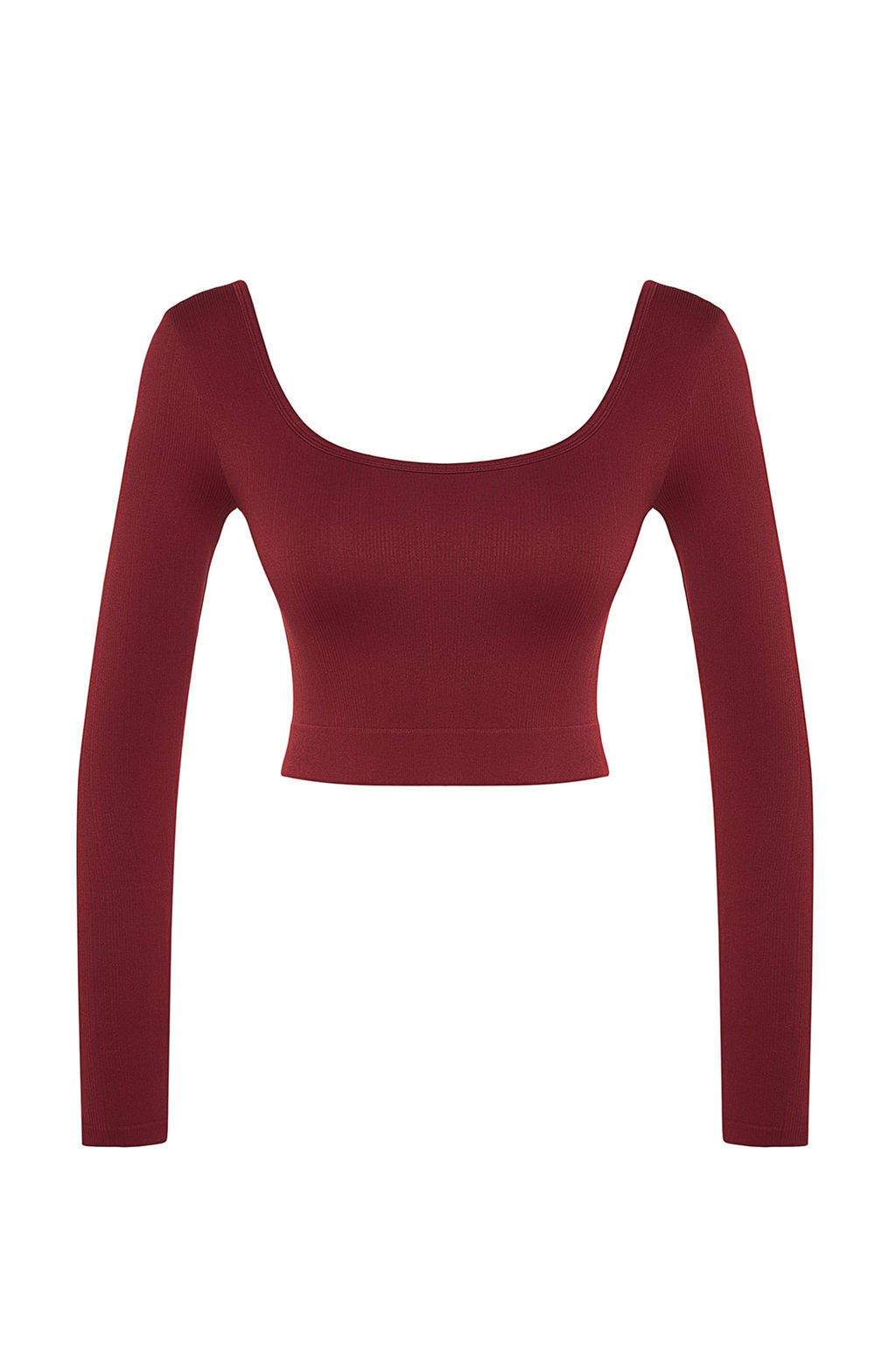 Bordo Seamless/Dikissiz Crop Ekstra Esnek Orme Spor Ust/Bluz TWOAW22BZ0450