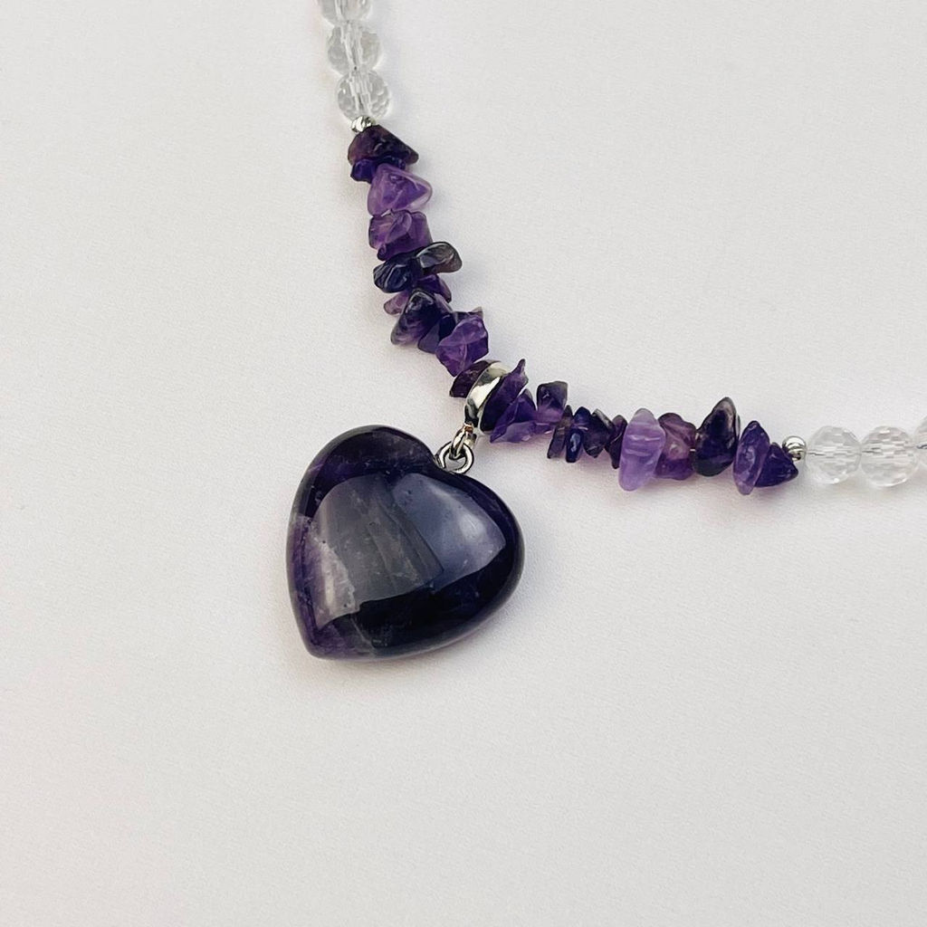 Колье из Аметиста и Горного Хрусталя 43 см +