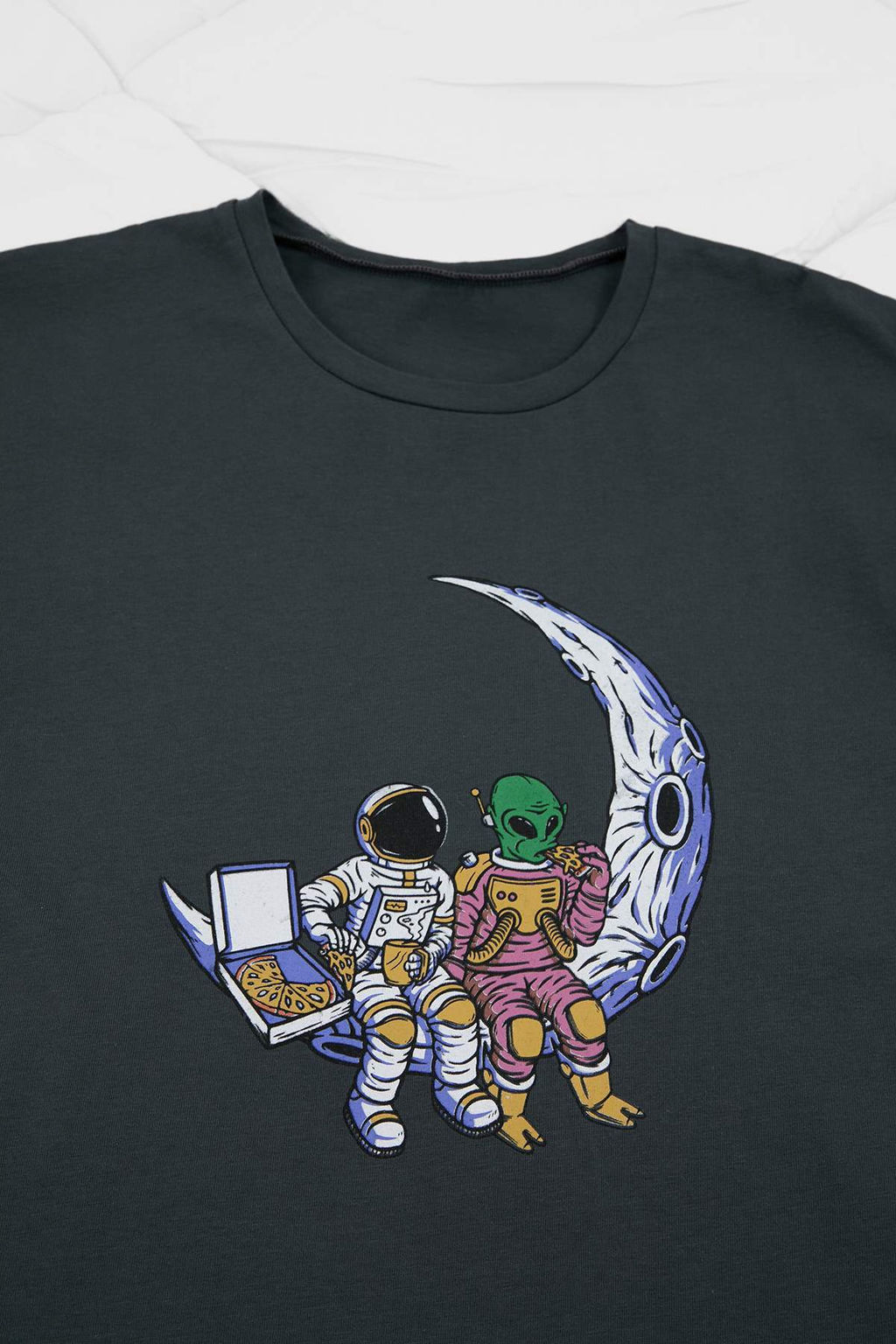 Antrasit Regular Pamuklu K?sa Kol Ust Astranot Bask?l? Alt Cizgili Pijama Tak?m? TMNSS26PT00013