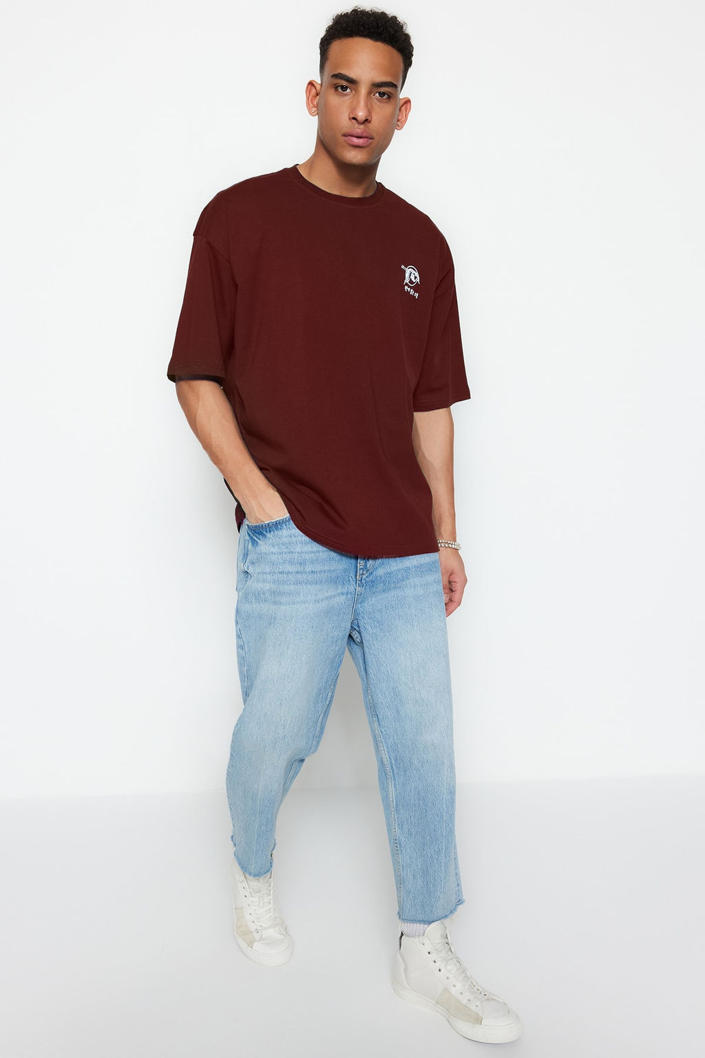 TRENDYOL MAN Lacivert Oversize/Genis Kesim Uzak Dogu Bask?l? K?sa Kol %100 Pamuklu T-Shirt TMNSS23TS00170 - Trendyolmilla фото 32