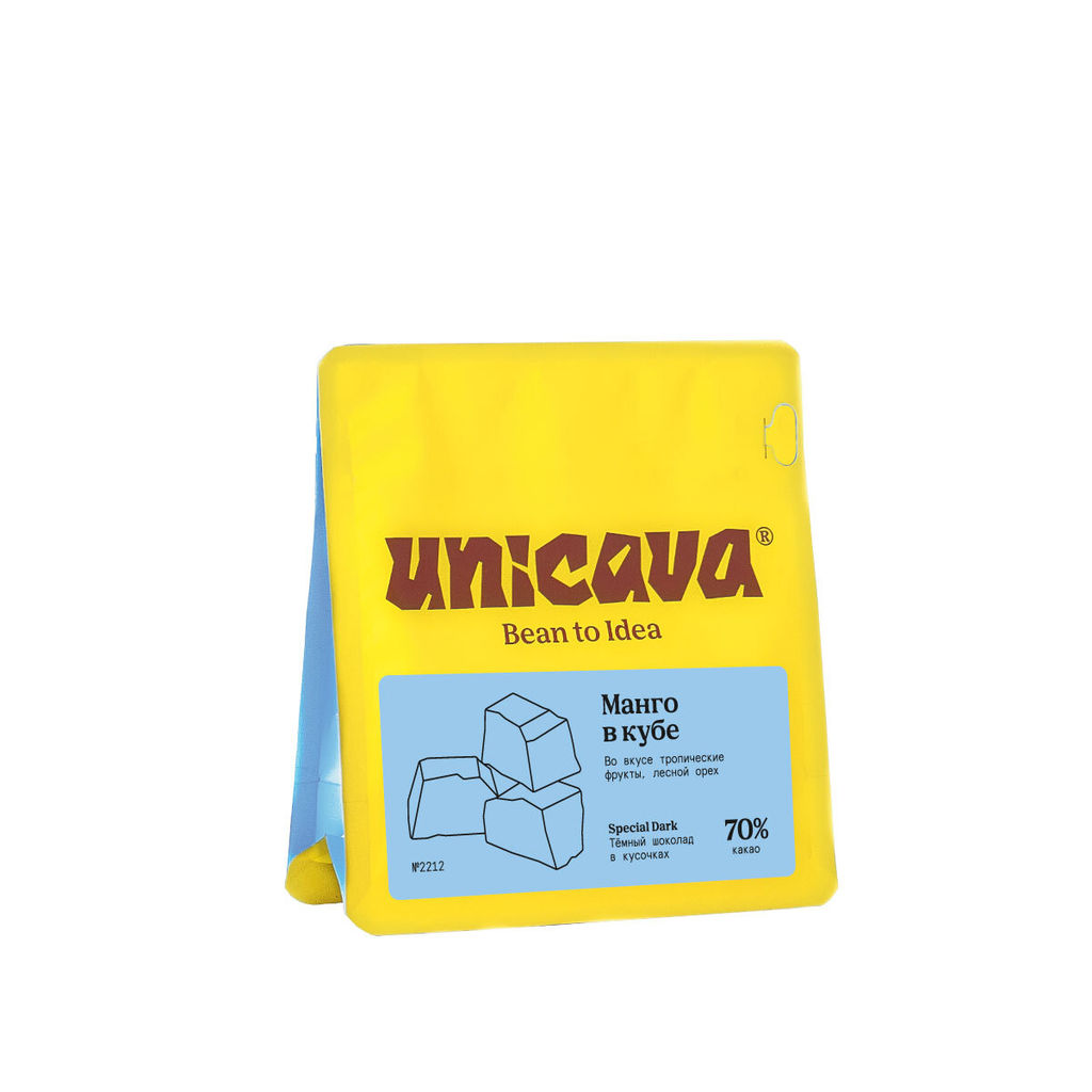Манго в кубе, тёмный шоколад 70 %