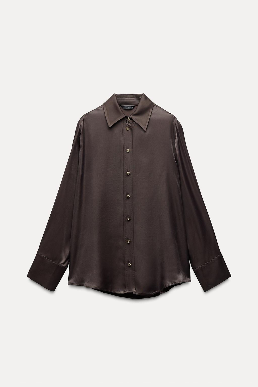 SATIN SHIRT WITH GOLD BUTTONS - Zara фото 5