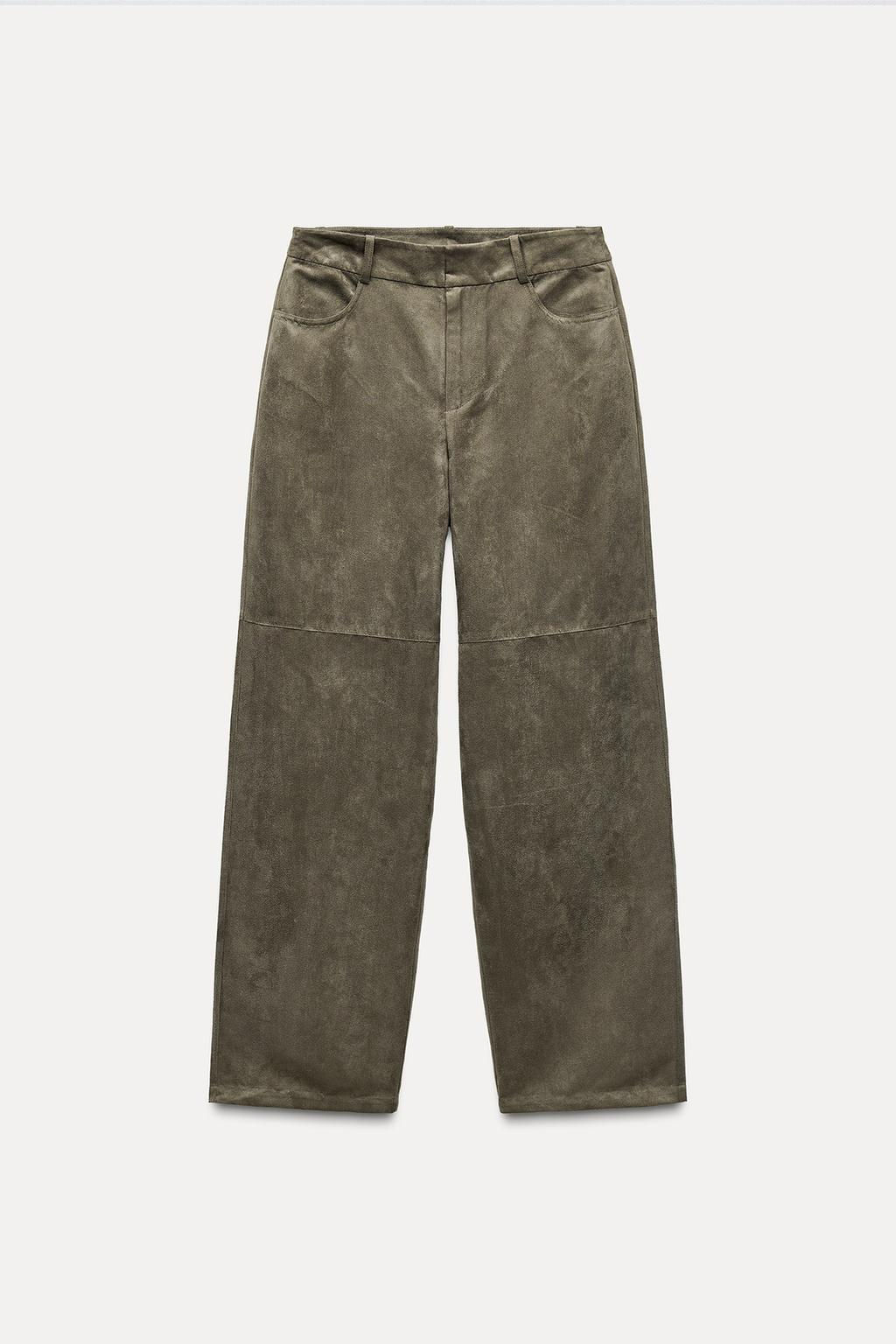 FAUX SUEDE STRAIGHT-LEG TROUSERS - Zara фото 8