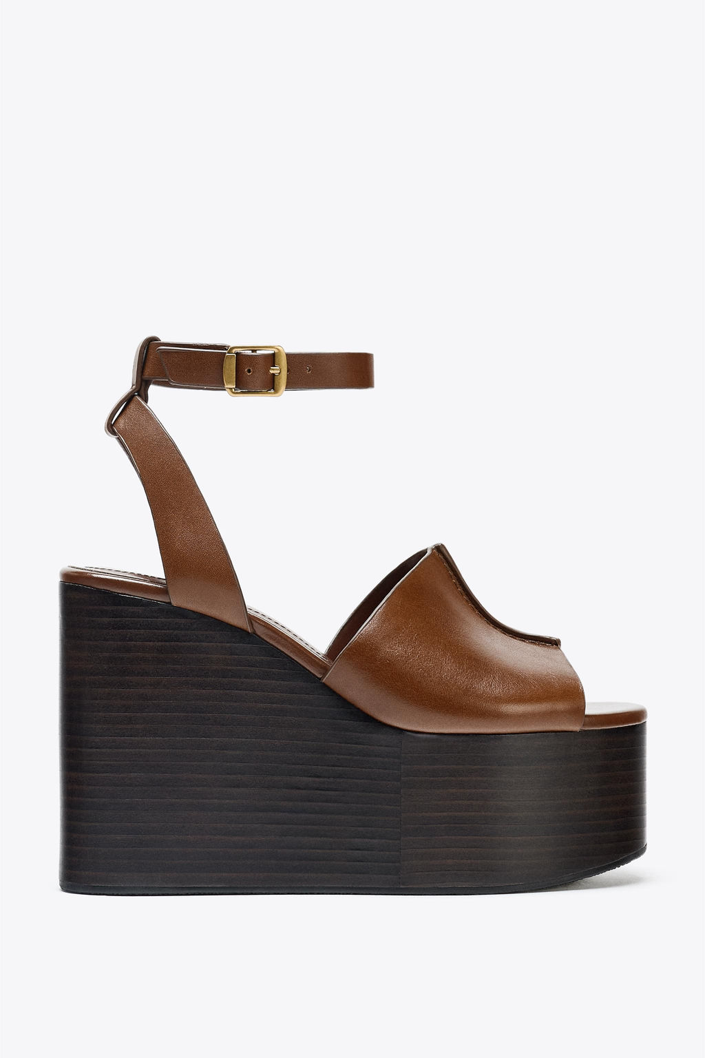 LEATHER WEDGE WITH STRAP - Zara фото 12