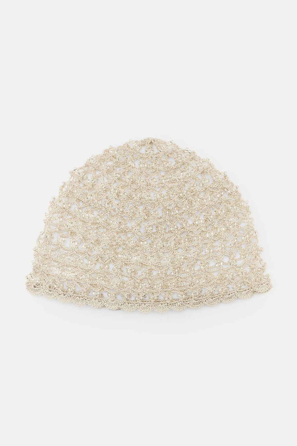 GORRO CASQUETE CROCHET ABALORIOS / Crudo