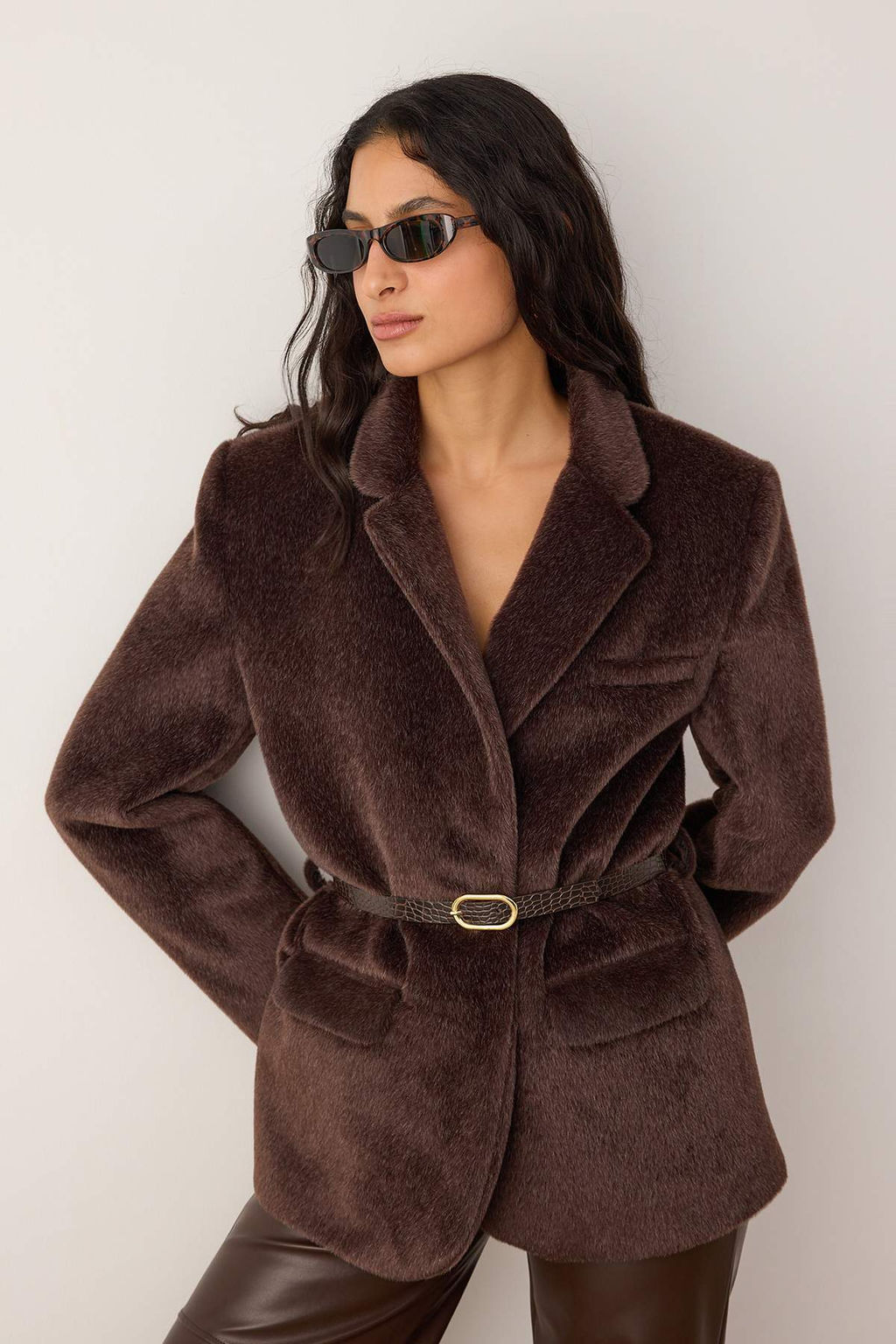 Kahverengi Kemerli T_yl_ Ka_e Regular/Normal Kal_p Blazer Blazer Ceket TWOAW26BC00041 - Trendyolmilla фото 4