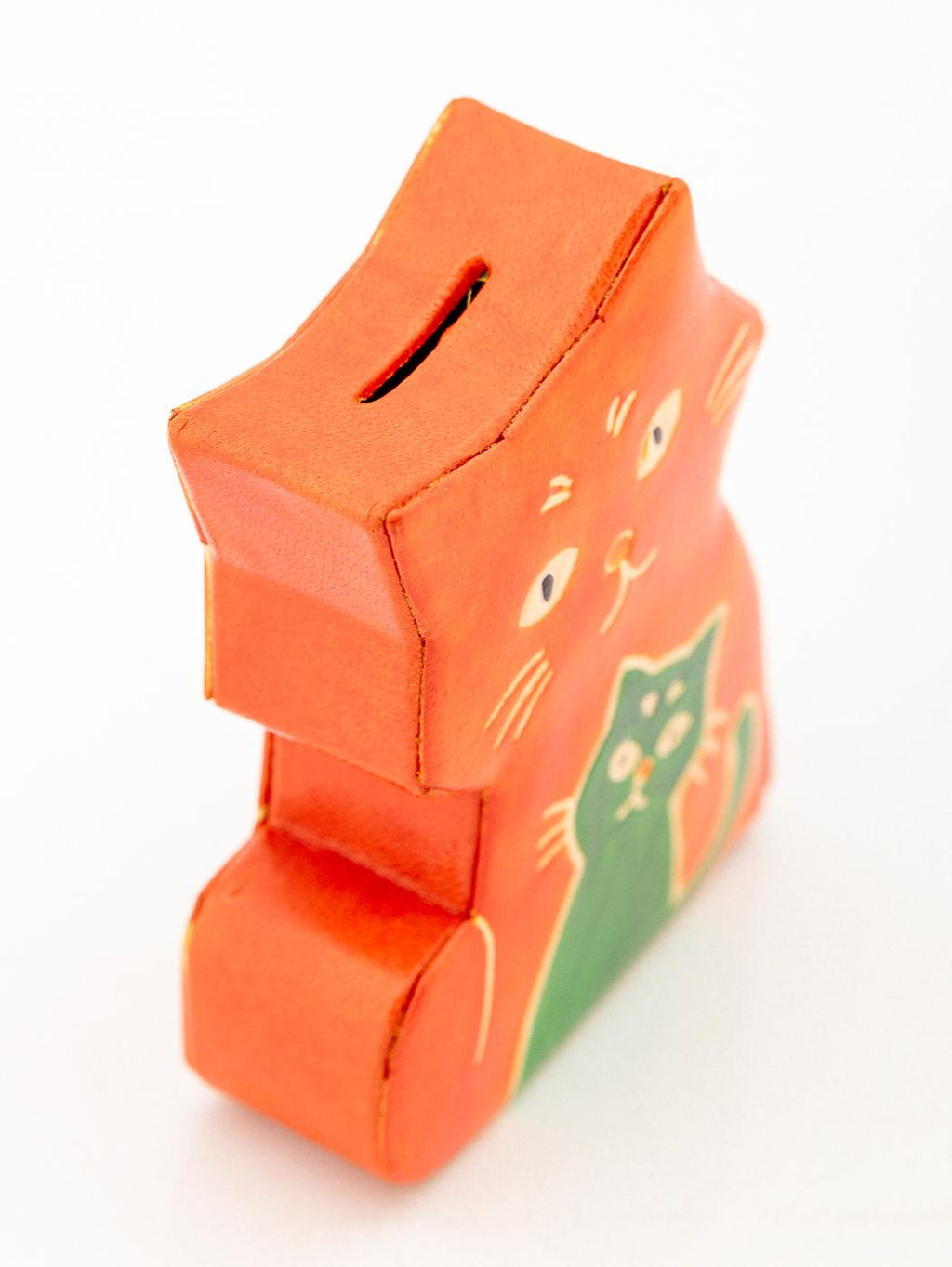 Копилка под мелочь натуральная кожа Кошка №0856/2 - Ганг фото 2