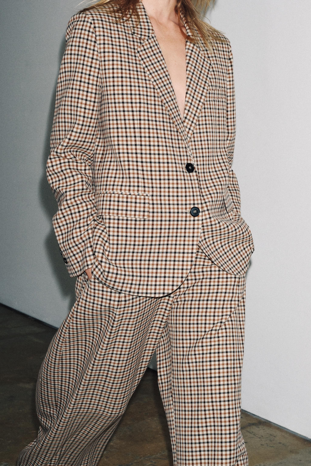 ZW COLLECTION CHECK STRAIGHT BLAZER - Zara фото 5
