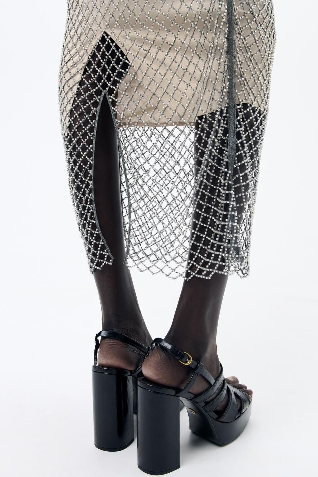 MIDI SLIP DRESS WITH RHINESTONES - Zara фото 7