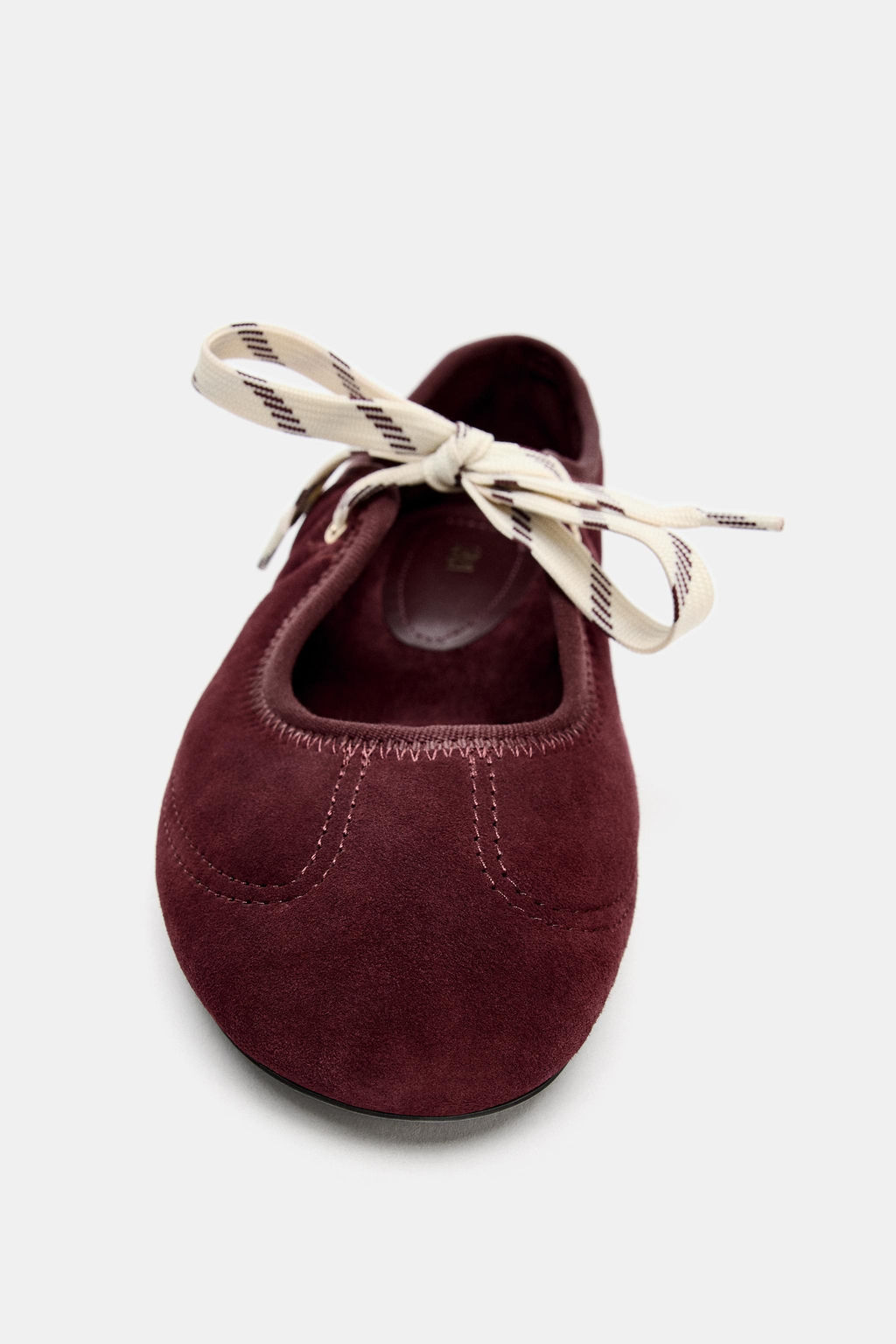LACE-UP SPLIT SUEDE BALLET FLATS - Zara фото 4