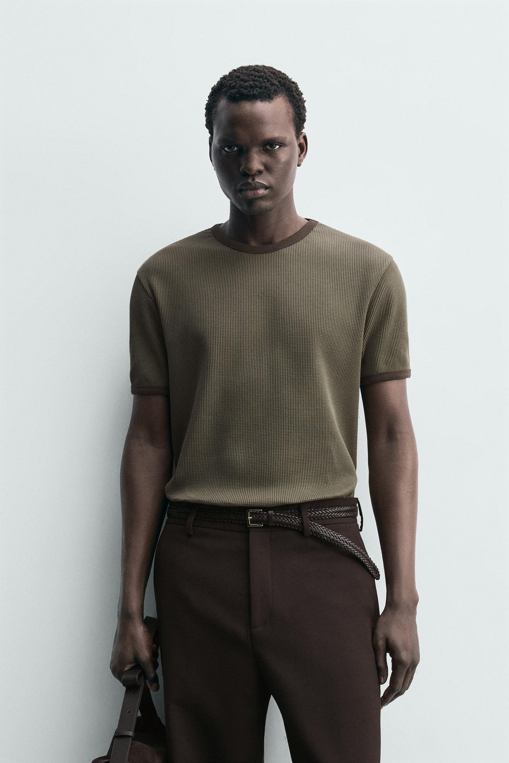 CAMISETA ESTRUCTURA WAFFLE / kaki-med - Zara фото 2