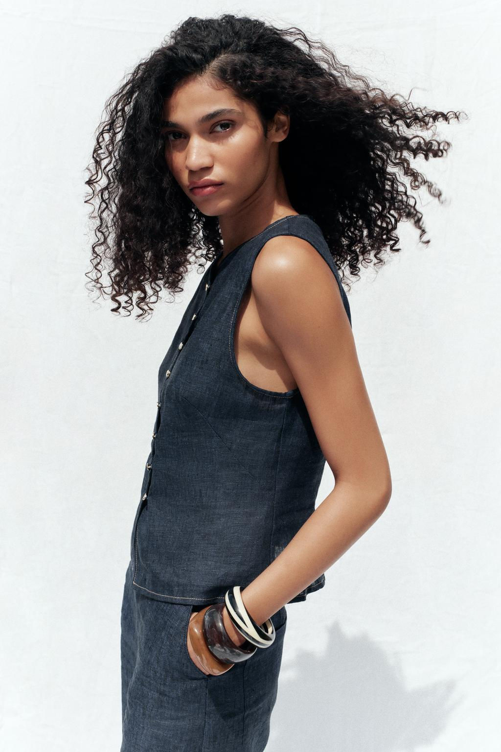 DOUBLE-BREASTED LINEN WAISTCOAT - Zara фото 11