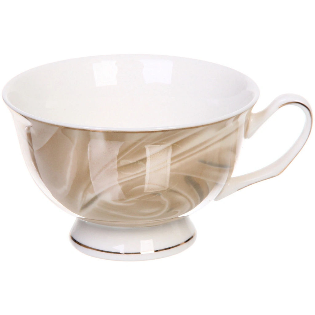 Чайная пара "Поэзия" (кружка 220мл, блюдце,ложка) бежевая