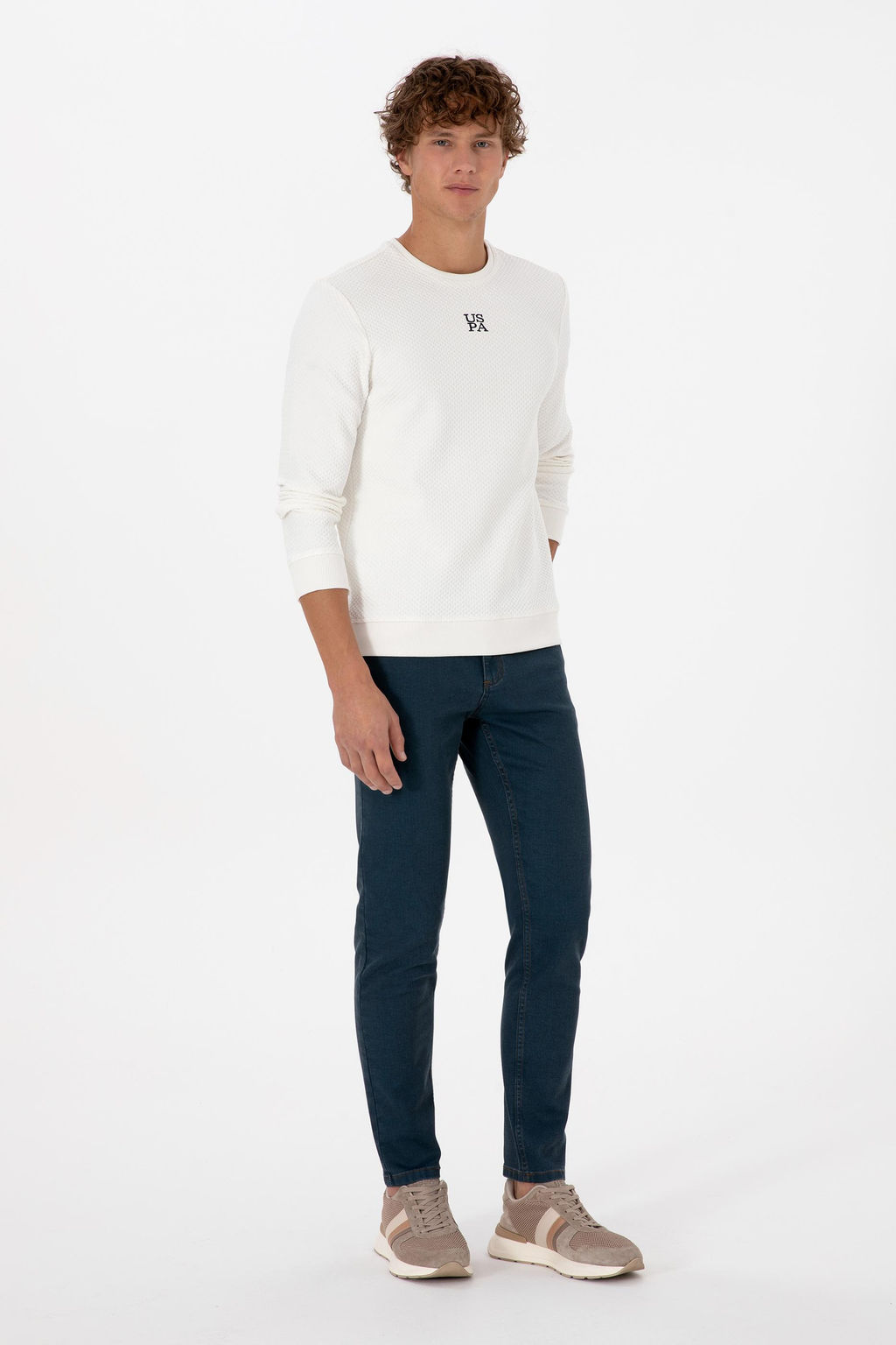 Erkek Regular Fit Bisiklet Yaka Krem Sweatshirt Sepette S_rpriz _ndirim