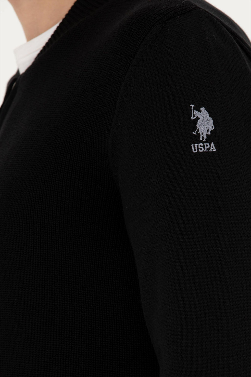 Мужской черный базовый трикотажный кардиган - U.s. polo assn фото 7