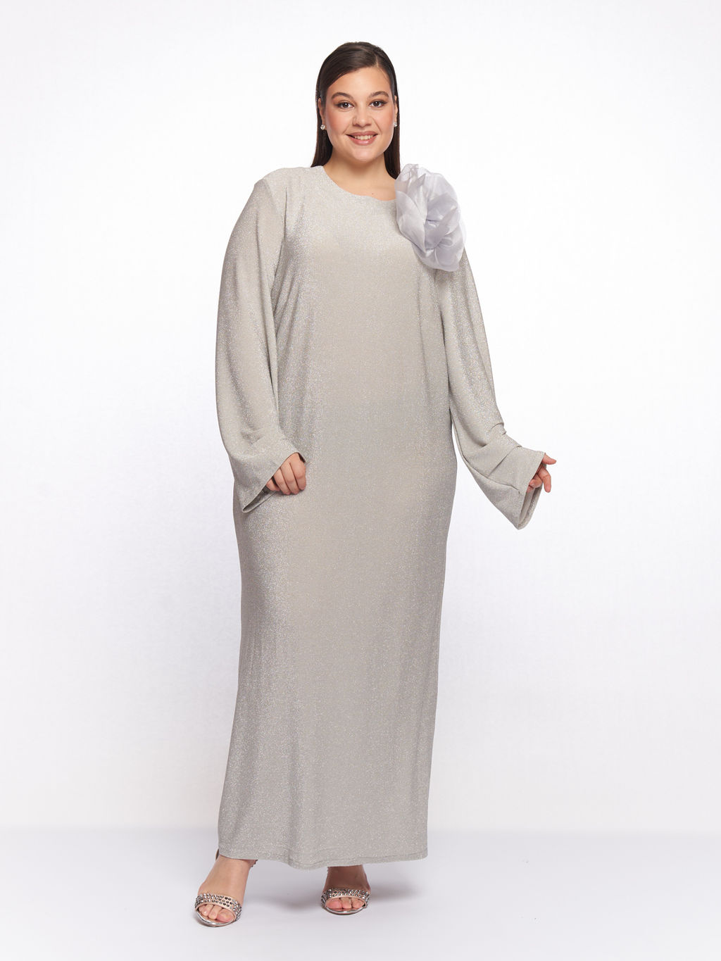 Серое платье с люрексом PP51727GRY24 - Артесса фото 9