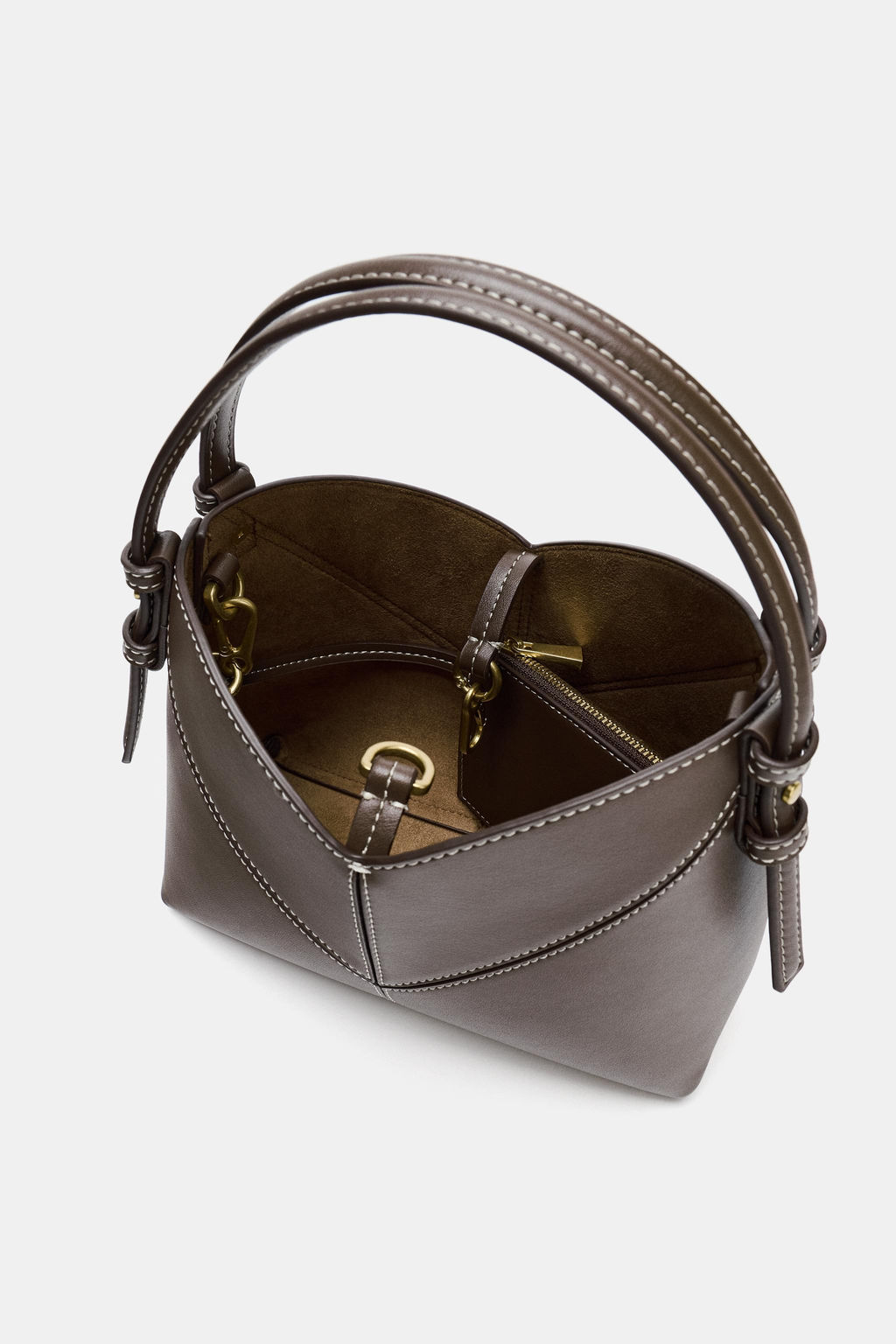 MINI BUCKET BAG WITH TOPSTITCHING - Zara фото 8