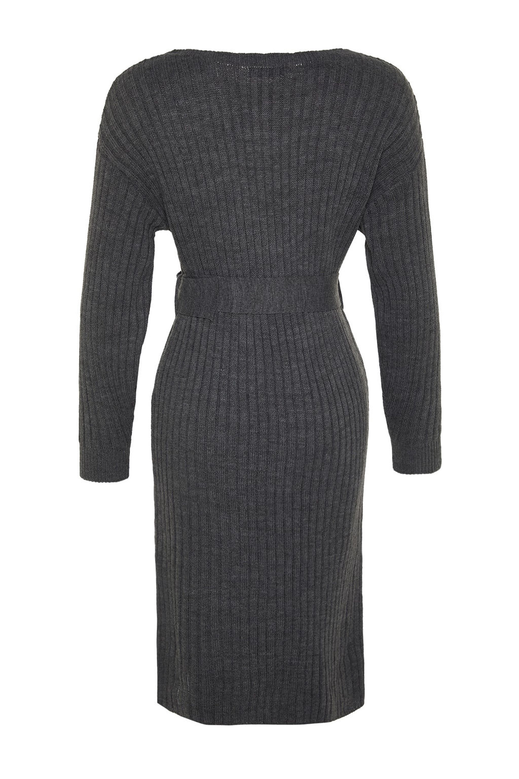 Antrasit Mini Triko Kemerli Elbise TWOAW23EL00444