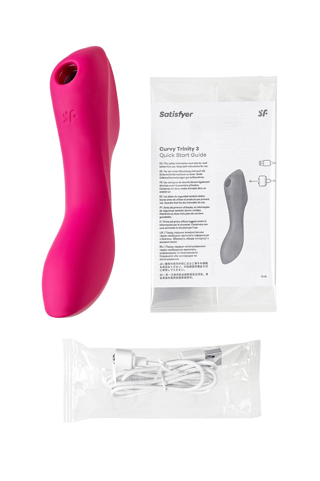 Вакуум-волновой бесконтактный стимулятор клитора Satisfyer Curvy Trinity 3, силикон, красный  фото 8