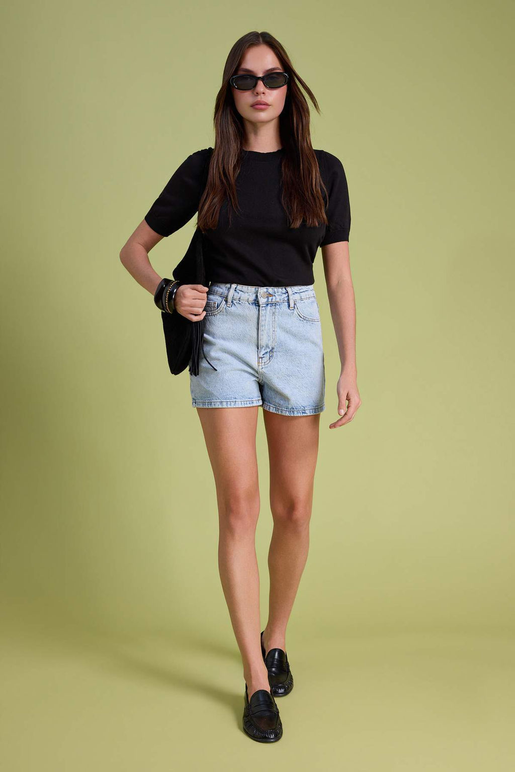 TRENDYOLMILLA Koyu Mavi Yuksek Bel Denim Sort TWOSS23SR00199  фото 49