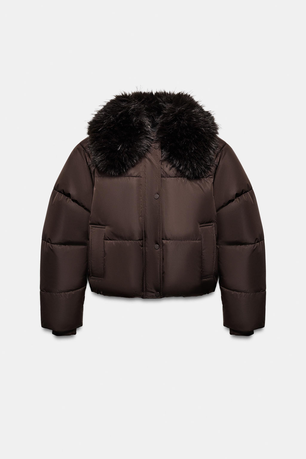 QUILTED BOMBER JACKET WITH FAUX FUR LAPEL - Zara фото 18