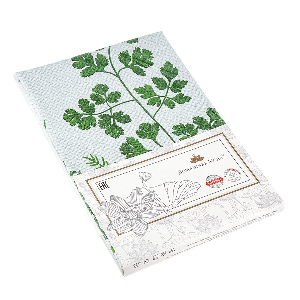 Скатерть 145х145см Ботаника, длина стола до 110см, на 4 персоны, рогожка 186г/м2, хлопок 100%, упаковка классическая 28х41см, Домашняя мода (Россия)  фото 3
