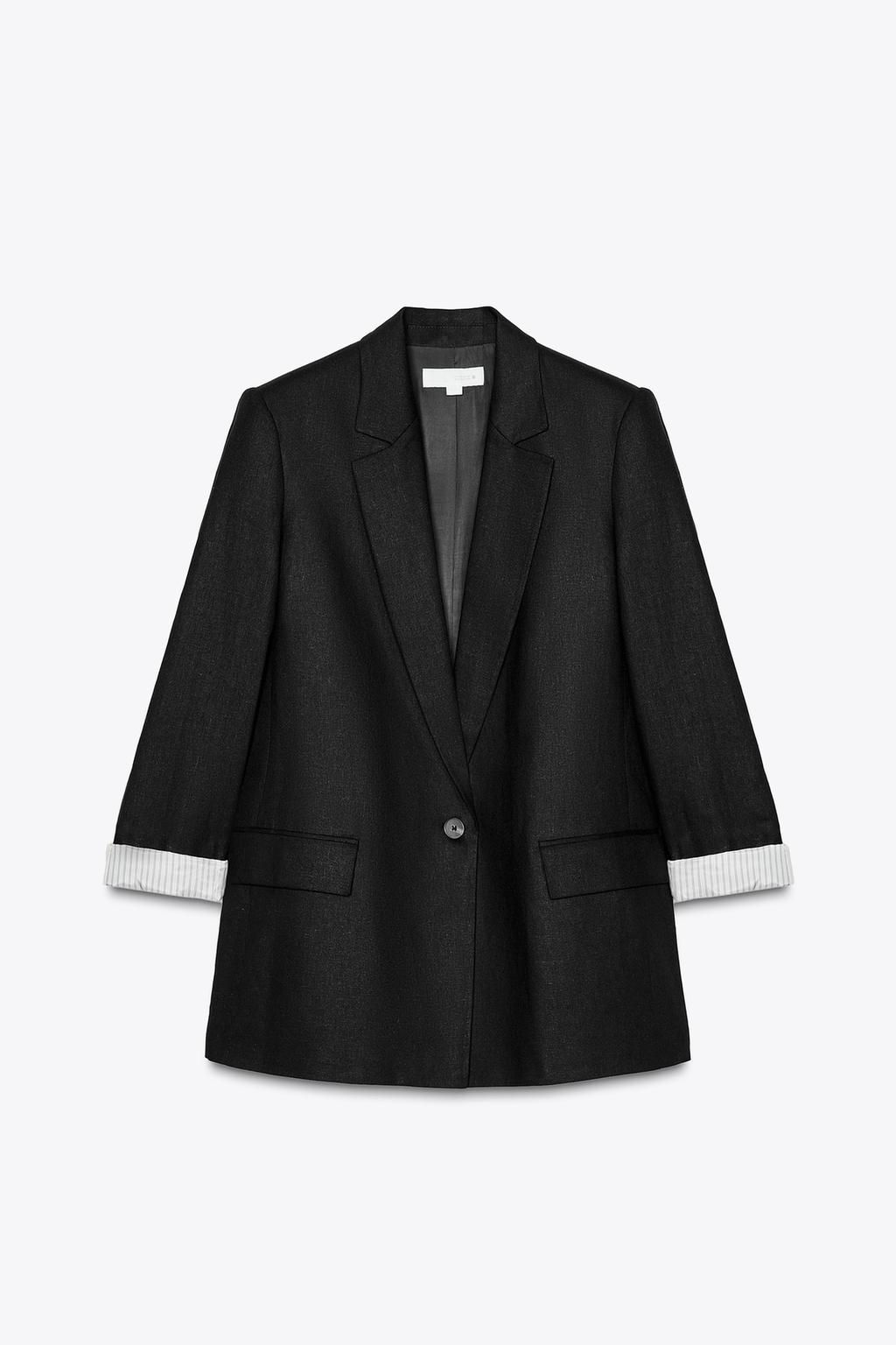 LINEN BLAZER WITH PRINTED CUFFS - Zara фото 20