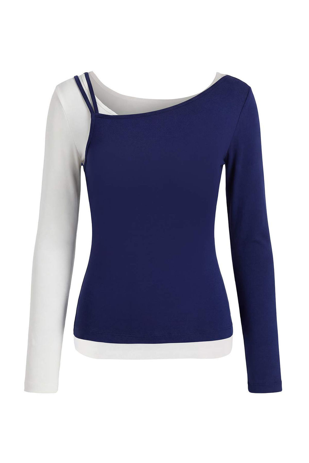 Lacivert Ikili Gorunumlu Regular/Normal Kal?p Uzun Kollu Pamuk Ribana Orme Bluz TWOSS26BZ00231