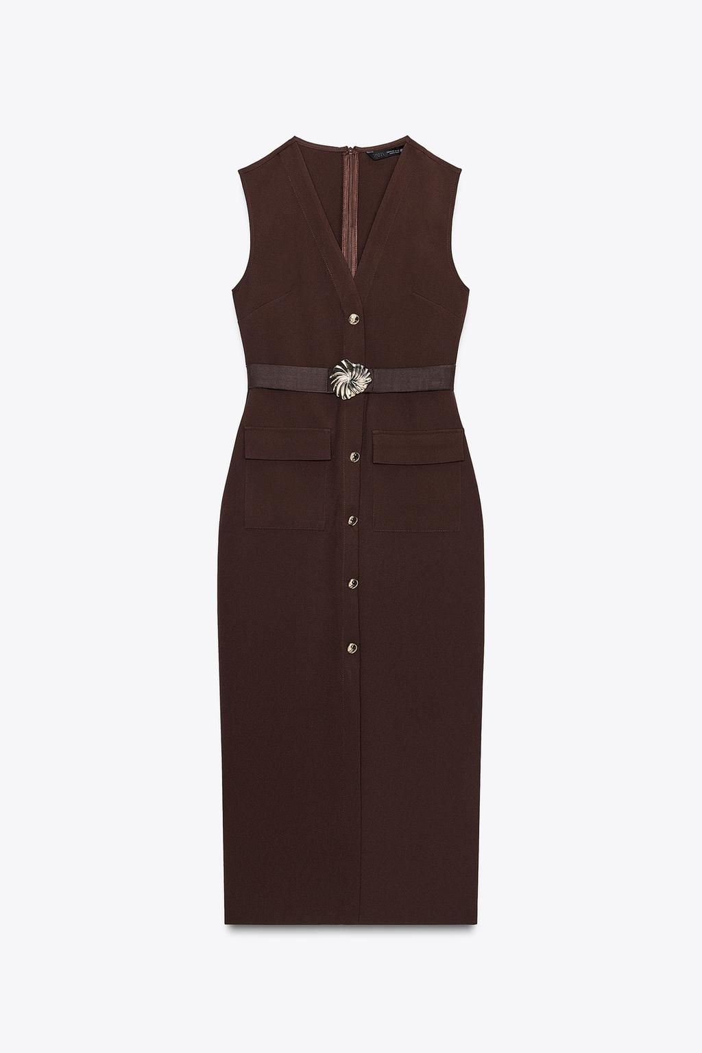 BELTED CREPE MIDI DRESS - Zara фото 6