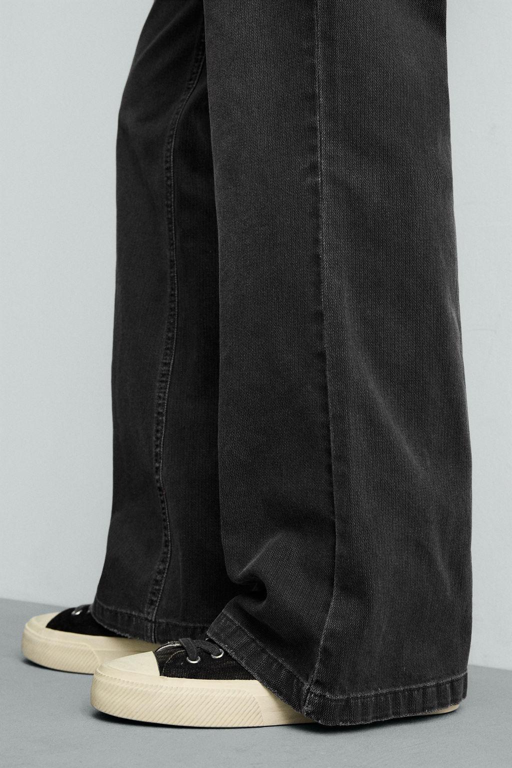 PANTAL?N FLARE FIT ESTRUCTURA ALGOD?N / Gris oscuro - Zara фото 6