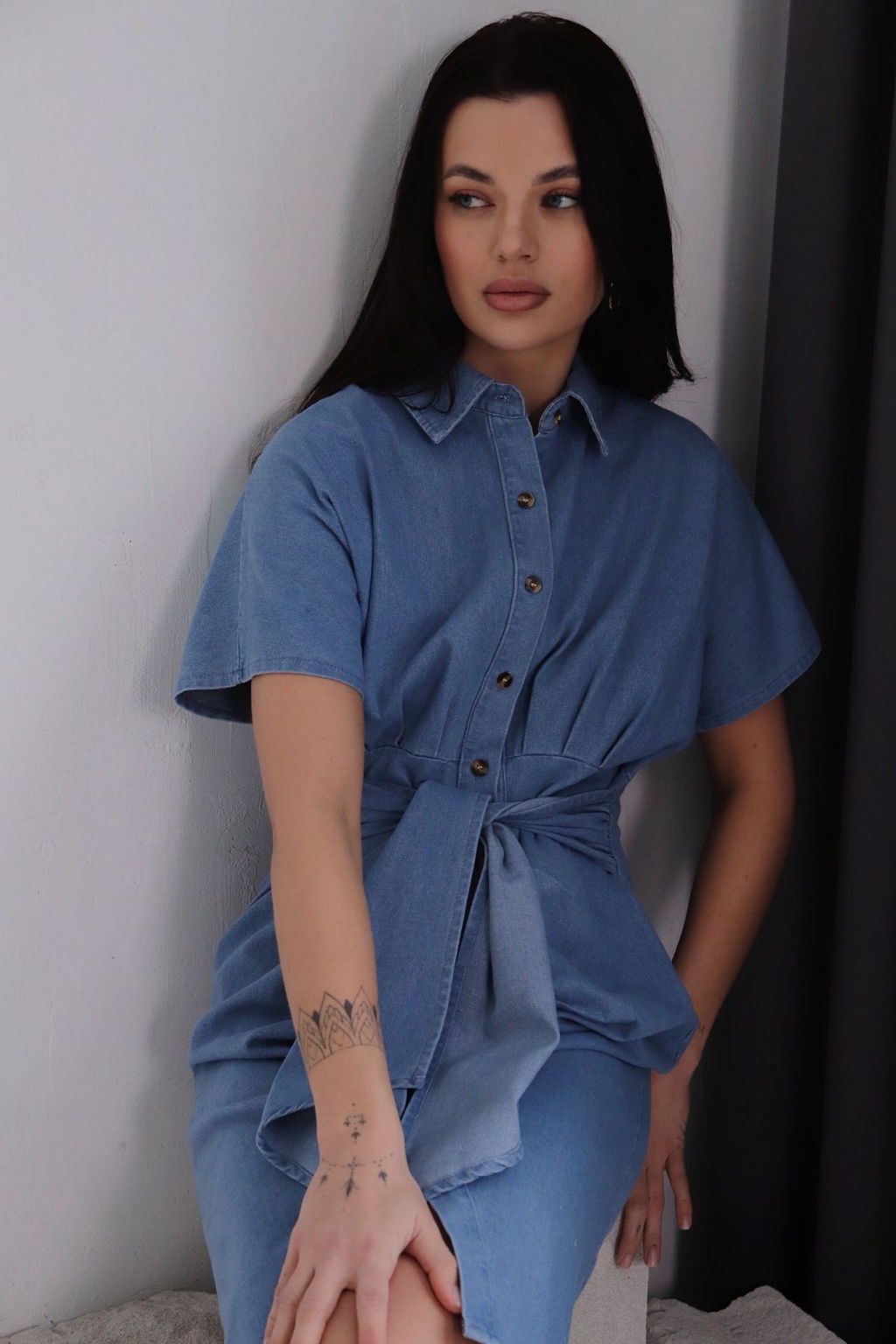 12147 Платье-рубашка джинсовое - Martichelli фото 19