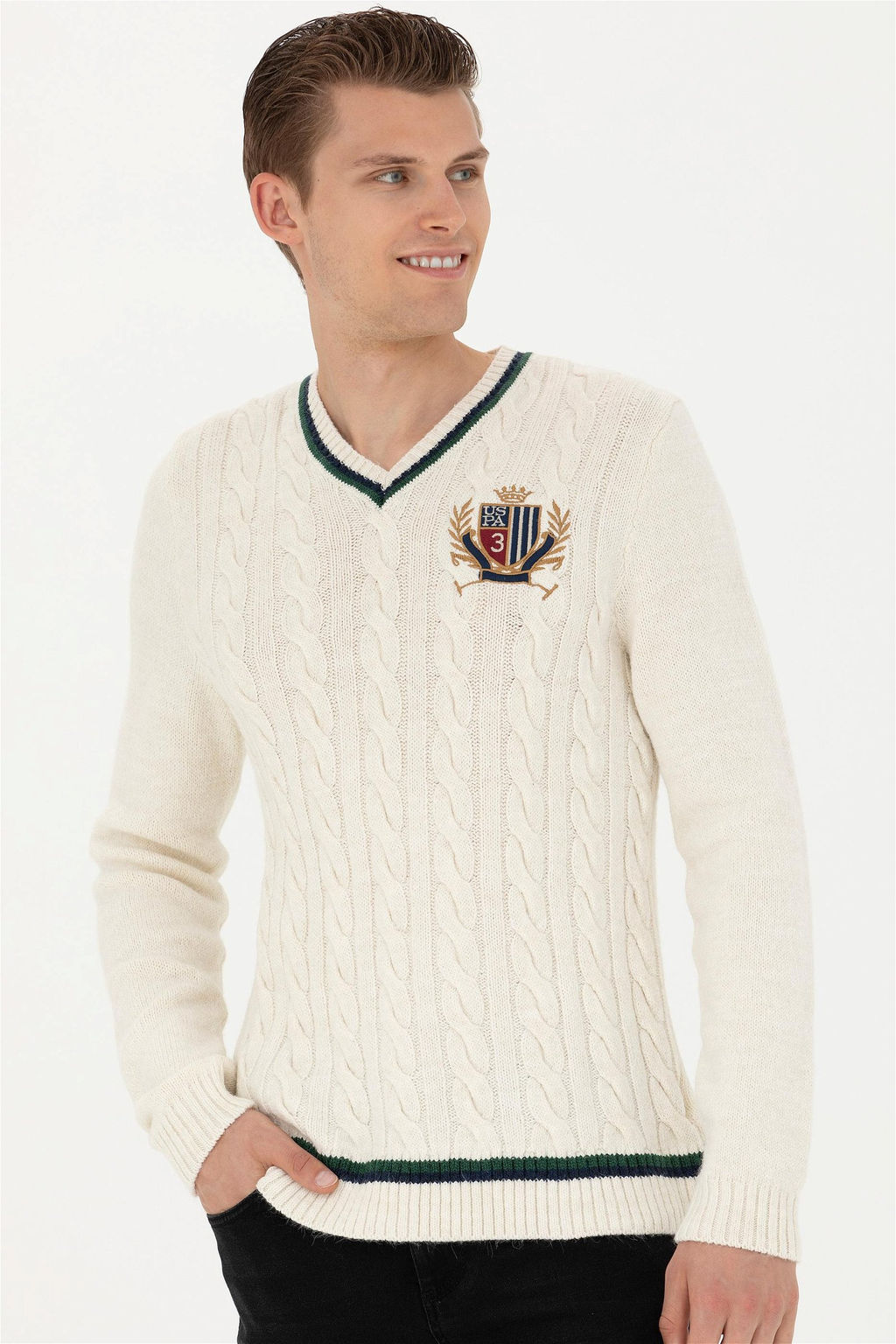 Мужской кремовый свитер - U.s. polo assn фото 10