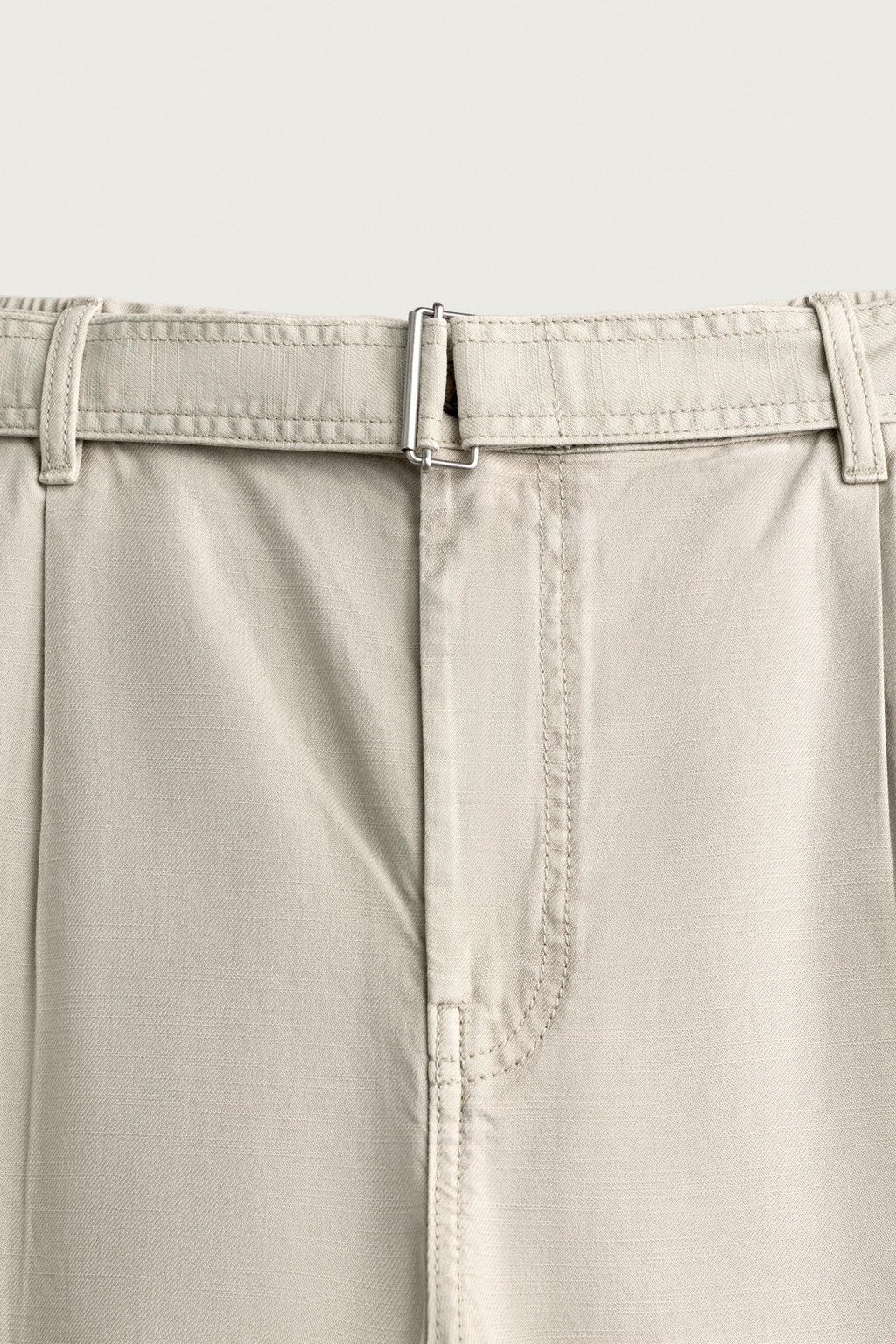 PANTAL?N RELAXED FIT PLIEGUES CINTUR?N / Gris claro - Zara фото 8