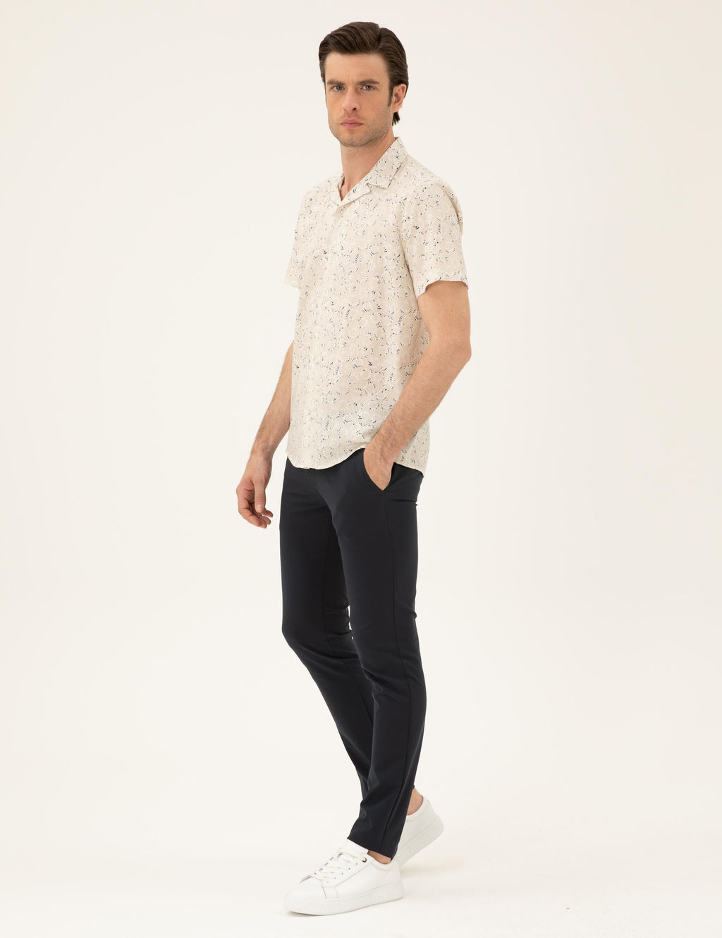 Lacivert Slim Fit Beli Ba_c_kl_ Pantolon