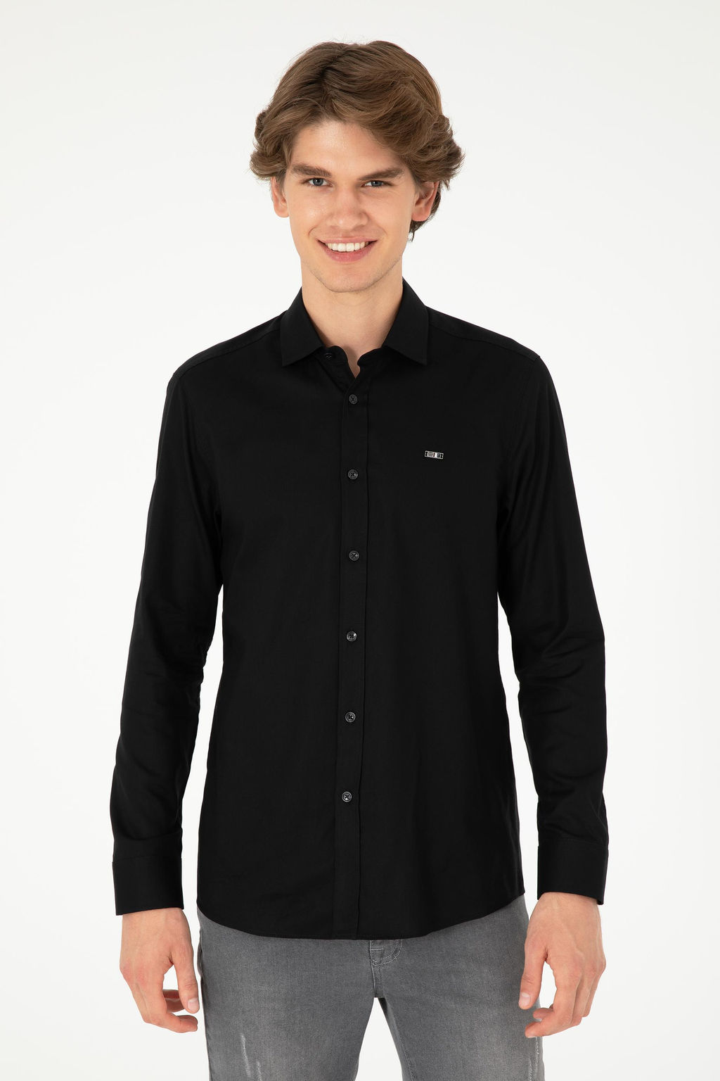 Мужская черная базовая рубашка с длинным рукавом - U.s. polo assn фото 3