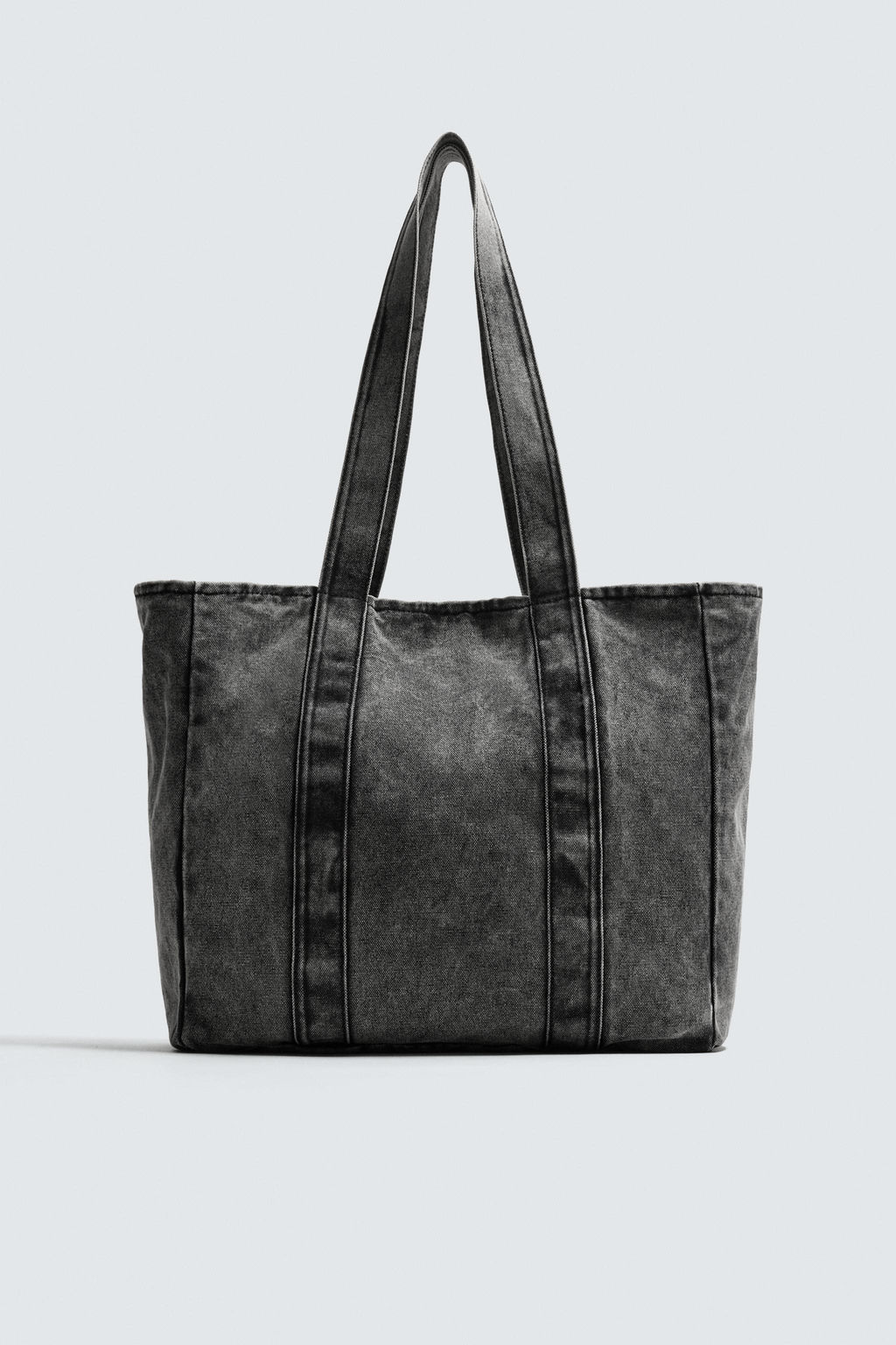 WASHED-EFFECT DENIM TOTE BAG