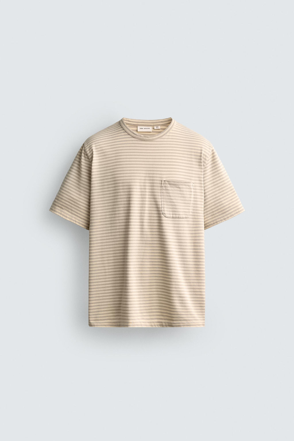 CAMISETA JACQUARD RAYAS BOLSILLO / Gris / Natural - Zara фото 6