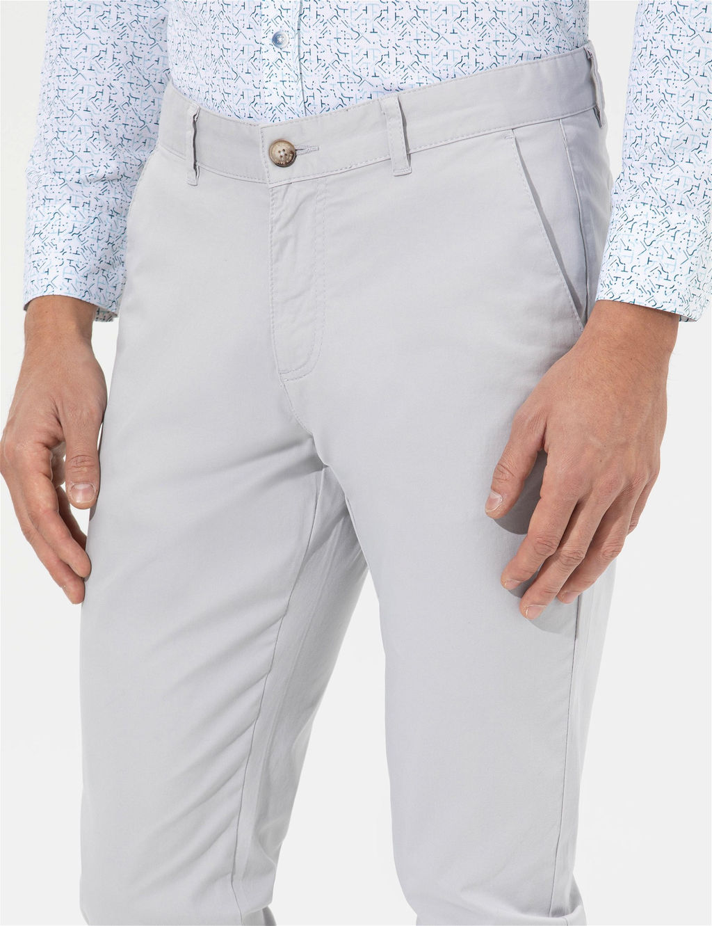 A__k Gri Slim Fit Kanvas Pantolon