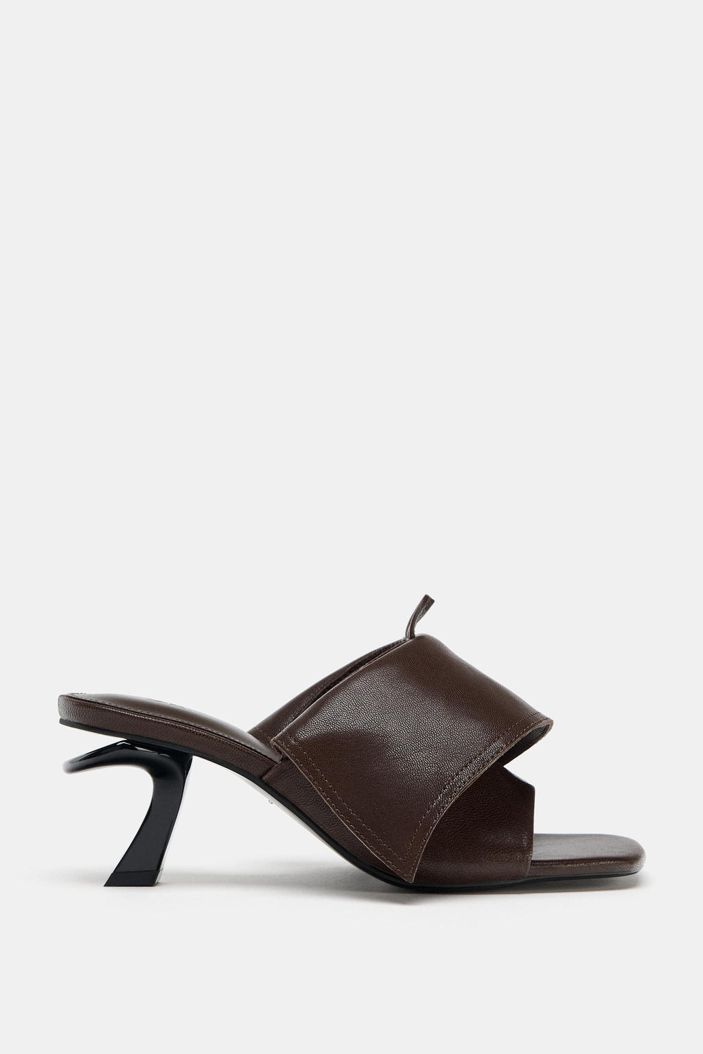 LEATHER KITTEN-HEEL SANDALS - Zara фото 4