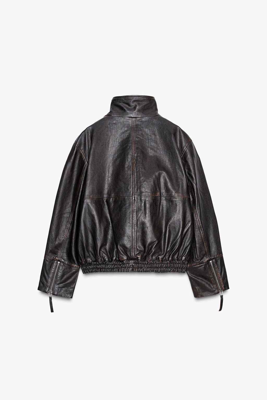 ZW COLLECTION LIMITED EDITION LEATHER BOMBER JACKET - Zara фото 6
