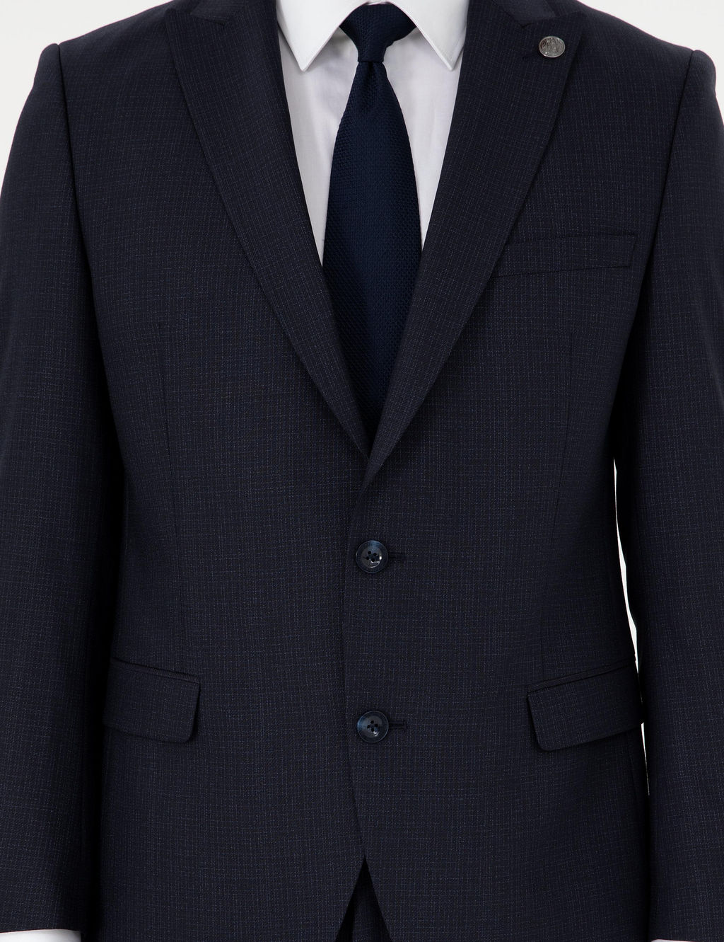 Lacivert Ex. Slim Fit _izgili Y_nl_ Tak_m Elbise