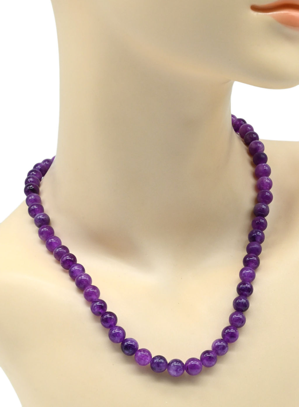 Бусы из камня кальцита шарик 8мм цв.фиолетовый, 47см