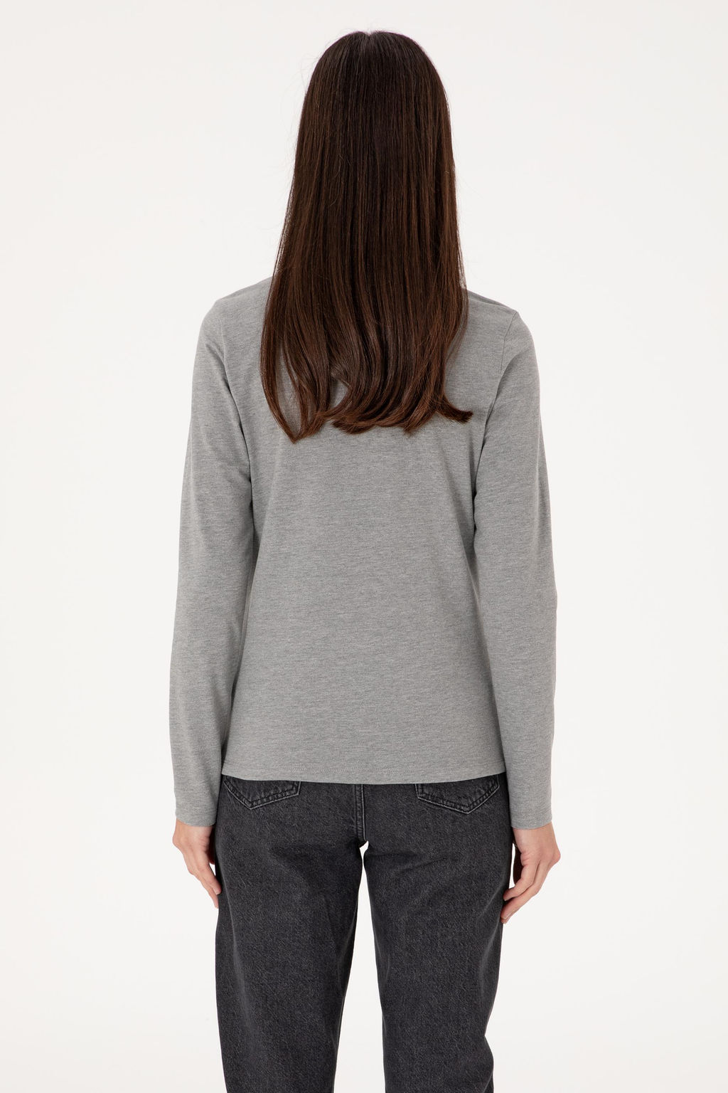 Kad_n Gri Melanj Basic Sweatshirt - U.s. polo assn фото 5